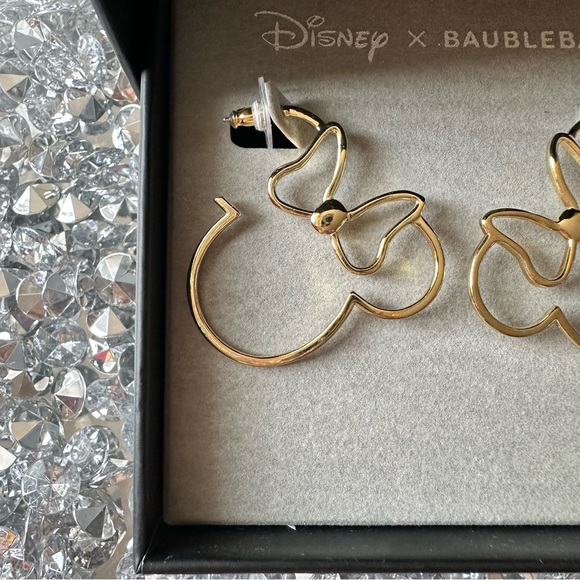 DISNEY X BaubleBar Gold Minnie Mouse Hoop Earrings - Picture 6 of 6